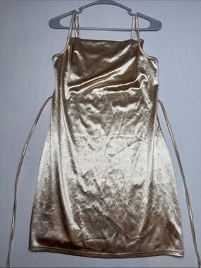 Zaful Gold Velvet Mini Slip Dress with Spaghetti Straps